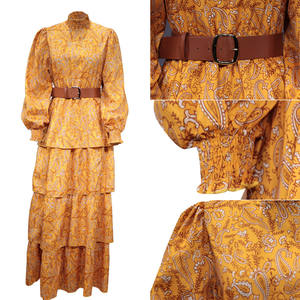 MFD798 Vestido largo de otoño para mujer Cuello medio alto con volantes Flor fragmentada Impresión digital Ecológico - Product Image 6