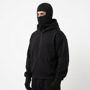 Conjunto de Ropa de Hombre de Alta Calidad 100% Algodón Velour, Sudadera con Capucha y Pasamontañas con Estampado Digital para Invierno - Product Image 1