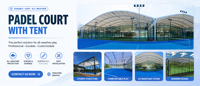 Terrain de padel intérieur 10x20m, design panoramique, structure en acier et verre trempé, terrain de sport de padel pour centres sportifs et clubs