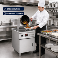 Robot de cuisson électrique professionnel 5000W en acier inoxydable pour cuisine de restaurant, machine à wok automatique à induction encastrable