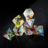 Ensemble de dés DND en résine à bords tranchants, faits à la main, OEM, 7 pièces, dés polyédriques arc-en-ciel irisés pour les jeux de rôle Dungeons & Dragons