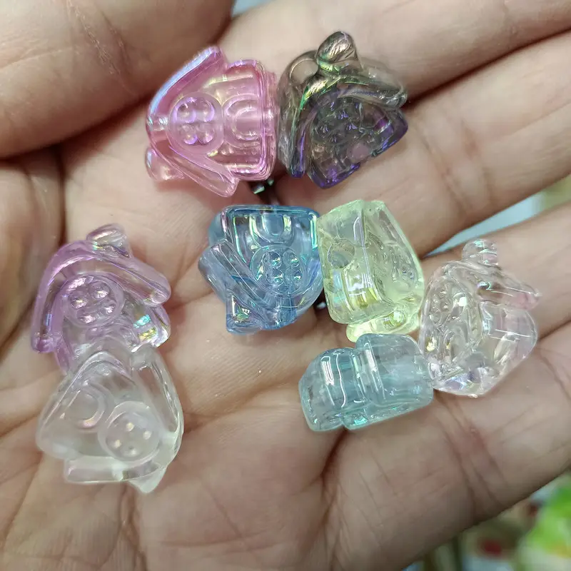 Wholesale Kids DIY Keychains Hair Loops UV Plated Transparent Plastic Beads Smartphone Straps Making Clear Acrylic House Beads