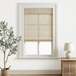 High Quality Chinese Crafts Bamboo Mat Blinds Retro National Style Tea Roller Shades Vertical Pattern Roman Built-In Electric