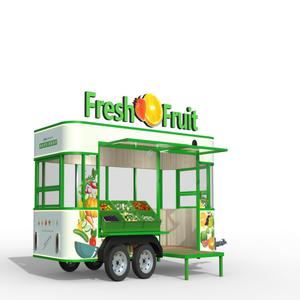 Towable Fresh Fruit Vegetable Trailer Single Side Awning Window Mobile Produce <b>Vending</b> Cart With Display Shelves - Product Image 1