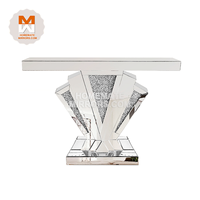 Console contemporaine miroir avec diamants écrasés