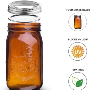 Frasco de Vidrio de Boca Ancha de 1000 ml con Tapa para Bebidas y Almacenamiento de Alimentos, para Uso con Galletas, Impresión Serigráfica, Venta Caliente - Product Image 3