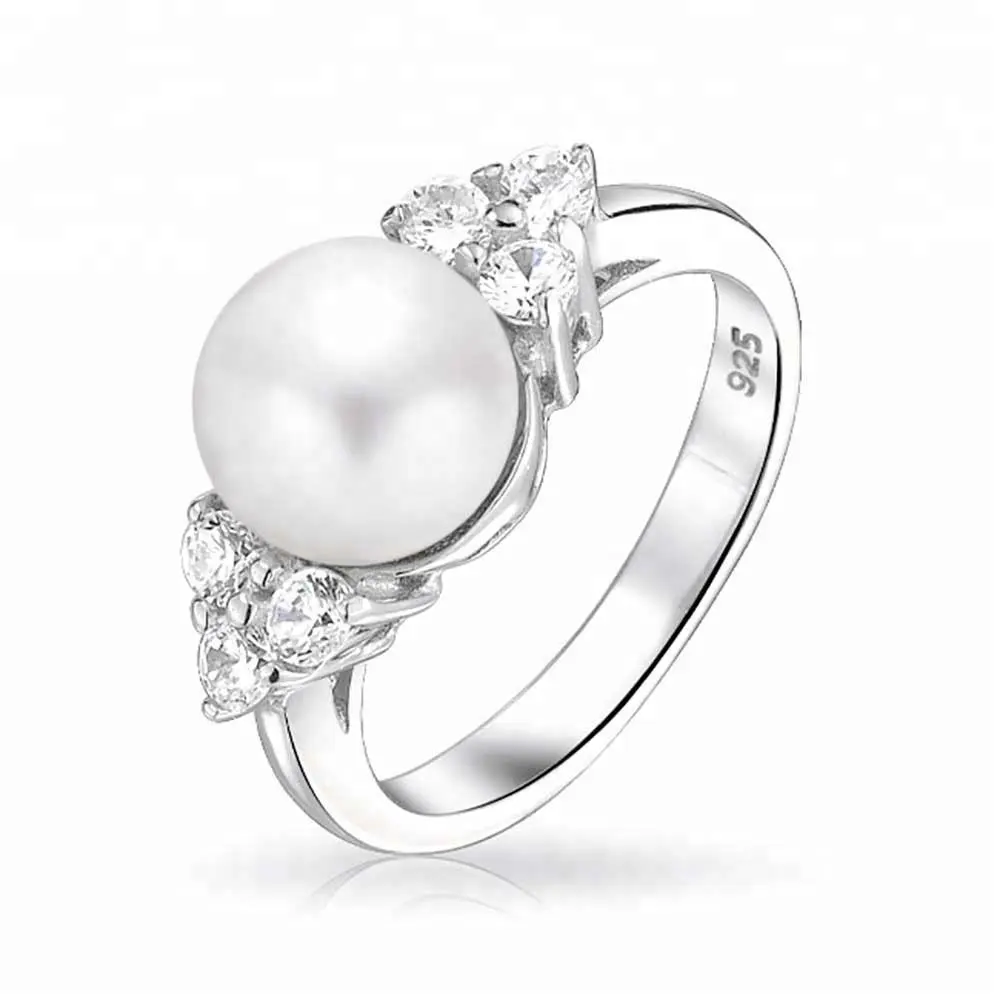 Bague de mariage en perles d'eau douce, bijoux en perles, design personnalisé, 18kgp, pour femmes