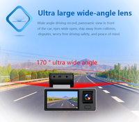 Caméra DVR de voiture, enregistreur vidéo boîte noire, mini caméra de tableau de bord WIFI 2 pouces pour voiture, caméra à 3 objectifs, enregistrement en boucle, surveillance de stationnement