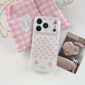 Coque de téléphone mignonne et simple à motif <span class=keywords><strong>Smiley</strong></span> pour <span class=keywords><strong>iPhone</strong></span> 17 16 15 Pro Max, avec rayures et pois, double épaisseur, brillante, antichoc, rigide - Product Image 3