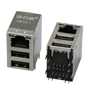 Conector de rede USB Rj45 de porta única OEM conector de rede 8p8c 3X1 Rj45 + conector modular USB LED Rj45 fêmea - Product Image 1