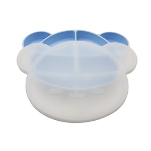 Kids Food Silicone Baby Feeding Set Heat-Resistant Eco-Friendly Suction Cartoon Mouse Shape Plates Dish <b>Lid</b> 9 Colors BPA Free - Product Image 1