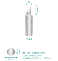 Pointes de soudage manuelles pour la série 504, nouvelles, pour station de soudage TS2400 400W, en cuivre de haute qualité, formes coniques/biseautées/ciseaux/couteau
