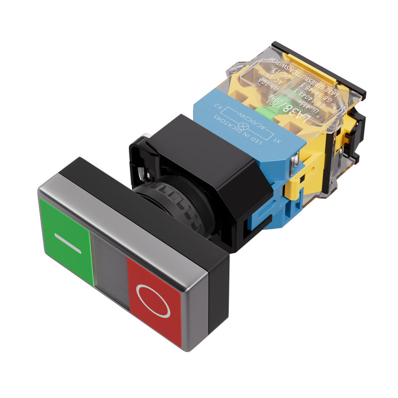 660VAC LA38-11BH Head Dual Head Mechanical Lighting Button 22mm 1NO1NC Brass IP40 Screw Terminal Full Illuminated Max Current