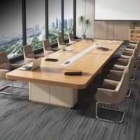 Table de conférence élégante et moderne avec pieds en métal, en bois, mobilier de bureau pour salles de réunion