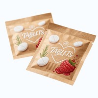 Sachet plat comestible personnalisé avec fermeture éclair, biodégradable et compostable, en papier kraft, pour échantillons de graines et de pilules