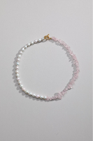 Collier avec pendentif en quartz rose pastel et perle d'eau douce de qualité AAAAA, matériau naturel, certifié CE ASTM REACH, bijoux de mode