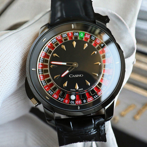 Montre mécanique de luxe de haute qualité avec bracelet en cuir de 20 mm, boîtier en acier inoxydable, style casino, personnalisable, automatique, avec diamants incrustés - Product Image 3