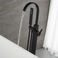 Robinet de baignoire sur pied de style luxueux de haute qualité, couleur noire, carré