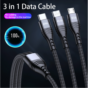 6A 3-in-1 có thể thu vào cáp USB linh hoạt đa thiết bị sạc cáp với Type-C cho IP Mac <span class=keywords><strong>Android</strong></span> cho máy tính - Product Image 2