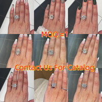Bague de fiançailles solitaire en diamant de laboratoire 2 carats, taille mixte, pavé, en or blanc massif 14K/18K, certifiée IGI, personnalisée CVD/HPHT