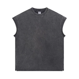 T-shirt sans manches pour <span class=keywords><strong>homme</strong></span> Débardeur court surdimensionné personnalisé 100% coton lourd Boxy coton lavé à l'acide Vintage graphique solide - Product Image 2