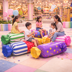 Scultura a forma di panca colorata ecologica per parco giochi per bambini, seduta personalizzata in fibra di vetro a tema dolce per esposizione in aree gioco di centri commerciali - Product Image 2