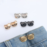Jeans mignons en forme d'ours, ajustables à la taille, avec boutons détachables en alliage plaqué
