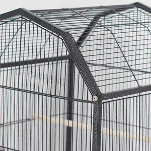Fil de fer grande cage à oiseaux 4 roues 3 tiges de Station 2 bassins de nourriture 1 plateau fantaisie <span class=keywords><strong>pour</strong></span> grand oiseau <span class=keywords><strong>Pigeons</strong></span> perroquets <span class=keywords><strong>nichoir</strong></span> - Product Image 3