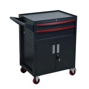 2 Door And 2 Drawer Metal Tools Storage Trolley Cabinet
