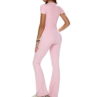 Ensemble de yoga pour femme : haut et short évasé taille haute, manches courtes, extensible dans quatre directions, respirant, anti-transpiration, en nylon/spandex