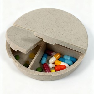 <b>Mini</b> 3-Compartment Pillbox <b>Storage</b> <b>Box</b> Plastic Portable Medicine Organizer With Printed Logo - Product Image 1
