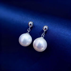 22680 Accessoires en perles DIY Boucles d'oreilles en argent S925 avec perles rondes de 5 mm et perles de 9 à 15 mm Boucles d'oreilles élégantes en perles rondes - Product Image 2