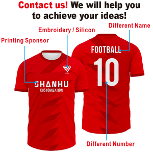 Camiseta de Fútbol Personalizada con Número y Logotipo, Color Rojo, Duradera, de Secado Rápido, Uniforme de Fútbol - Product Image 5