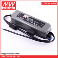 Controlador LED Mean Well PWM de 120W 24V 5A, PWM-120-24 AC-DC, Fuente de Alimentación Conmutada de Voltaje Constante, PFC, Eficiencia del 90%