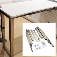 Rail coulissant en alliage d'aluminium épaissi JINRUIDA pour table à manger escamotable, quincaillerie télescopique pour extension de bureau ou îlot