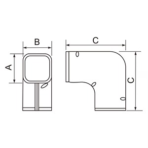 ท่อแอร์ HVAC ผลิตในจีน ท่อร้อยสายไฟฟ้า PVC แบบแบน งอ 90 องศา พร้อมฝาครอบพลาสติกและอุปกรณ์เสริม ท่อพีวีซีแบบแบน งอ 90 องศา - Product Image 4
