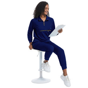 Uniformes de hospital de manga larga cómodos OEM 2025, conjuntos de uniformes de enfermera con cremallera frontal, uso médico, vendedores directos del fabricante - Product Image 2