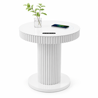 Table d'appoint cannelée intelligente avec haut-parleur Bluetooth à commande tactile, chargement sans fil, table d'appoint moderne de luxe pour salon et chambre
