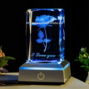 3D Rose Crystal Cube With LED <strong>Small</strong> Night Light Christmas / Valentine's Day for Mother's Day Anniversary Commemorate Gift - Product Image 4