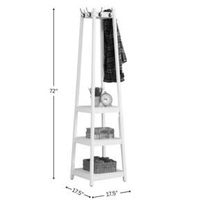 Porte-manteau Vassen avec 3 étagères de rangement, finition expresso, organisateur d'entrée - Product Image 6
