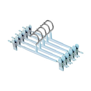 Plastic Coated Trouser Hanger With <b>Clips</b> Non Slip Stainless Steel Clothes Organizer For Pants Skirts Storage Rack <b>Hook</b> Type - Product Image 3