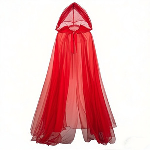 Halloween Dark Witch Hooded Cloak Long Mesh Cape Gothic Cosplay Costume Women Stage Performance Outfit - Product Image 4