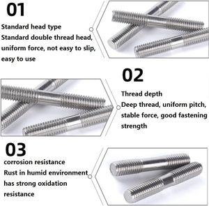 ZhiJia personnalisé M6 M8 tige filetée à double extrémité en acier inoxydable au carbone 304 316 goujons à double extrémité à filetage métrique motos - Product Image 4
