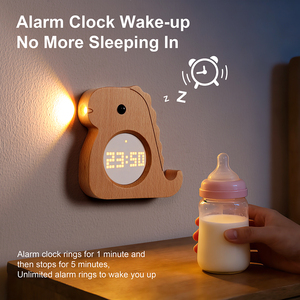 Reloj Despertador con Sensor de Movimiento, Lámpara de Noche de Madera Recargable, Lámpara de Pared para Niños y Niñas - Product Image 5
