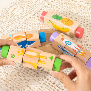 Puzzles rotatifs en bois en gros, jouet éducatif pour l'entraînement à la réflexion, motifs de dessins animés, puzzles 3D pour enfants - Product Image 2