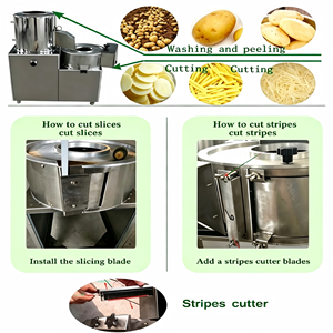 Commercial Lerford Automatic Potato Carrot Peeling Washing Slicing Machine Multifunctional Root <b>Vegetable</b> Processor 220V 300kg/h - Product Image 2