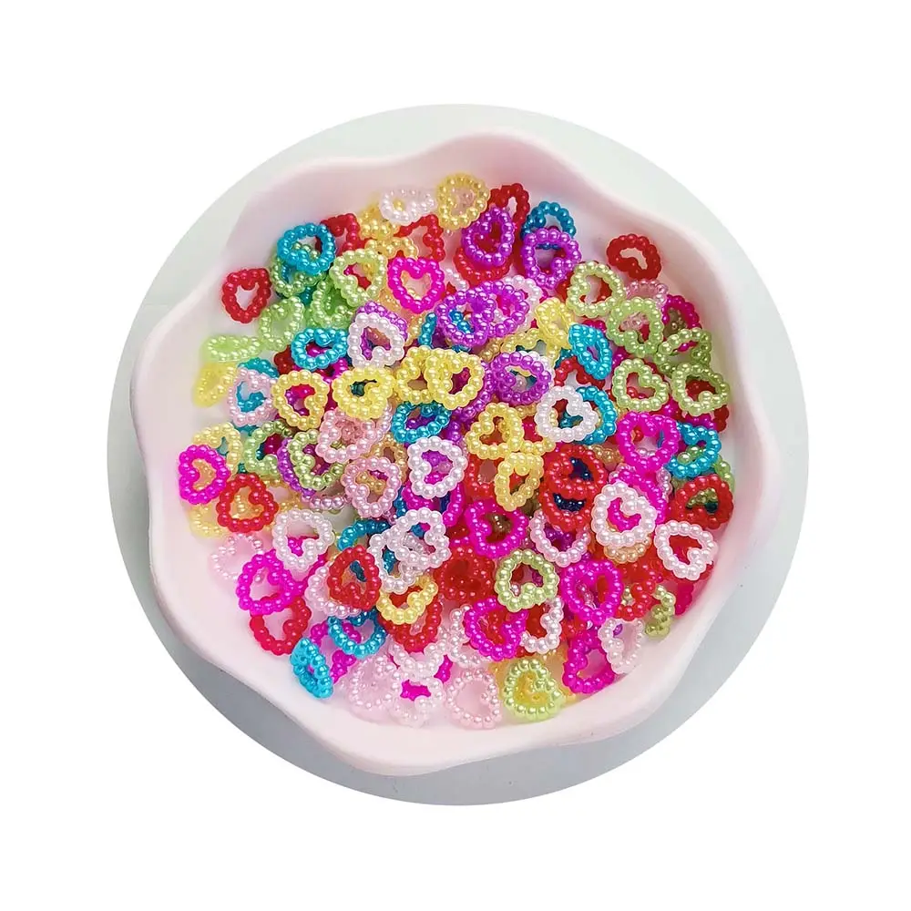 Hot Selling 500g/Lot Hollow Heart Pearl Beads Mixed Color ABS Plastic Love Heart Rhinestones For Jewelry Making DIY Accessories