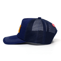 Sombrero de camionero transpirable con logotipo personalizado para hombre, malla azul Vintage para exteriores, pesca de Color sólido, alta calidad, 5 paneles, sin estructura