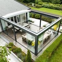 Véranda à toit plat, structure en alliage d'aluminium, verre trempé, maison préfabriquée pour villa, jardin, patio
