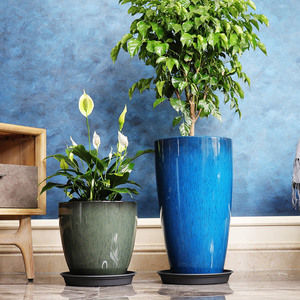 Grand pot de fleurs moderne en <span class=keywords><strong>résine</strong></span> émaillée, grande capacité, pour plantes d'intérieur et d'extérieur, idéal pour Monstera, maison et cour. - Product Image 1